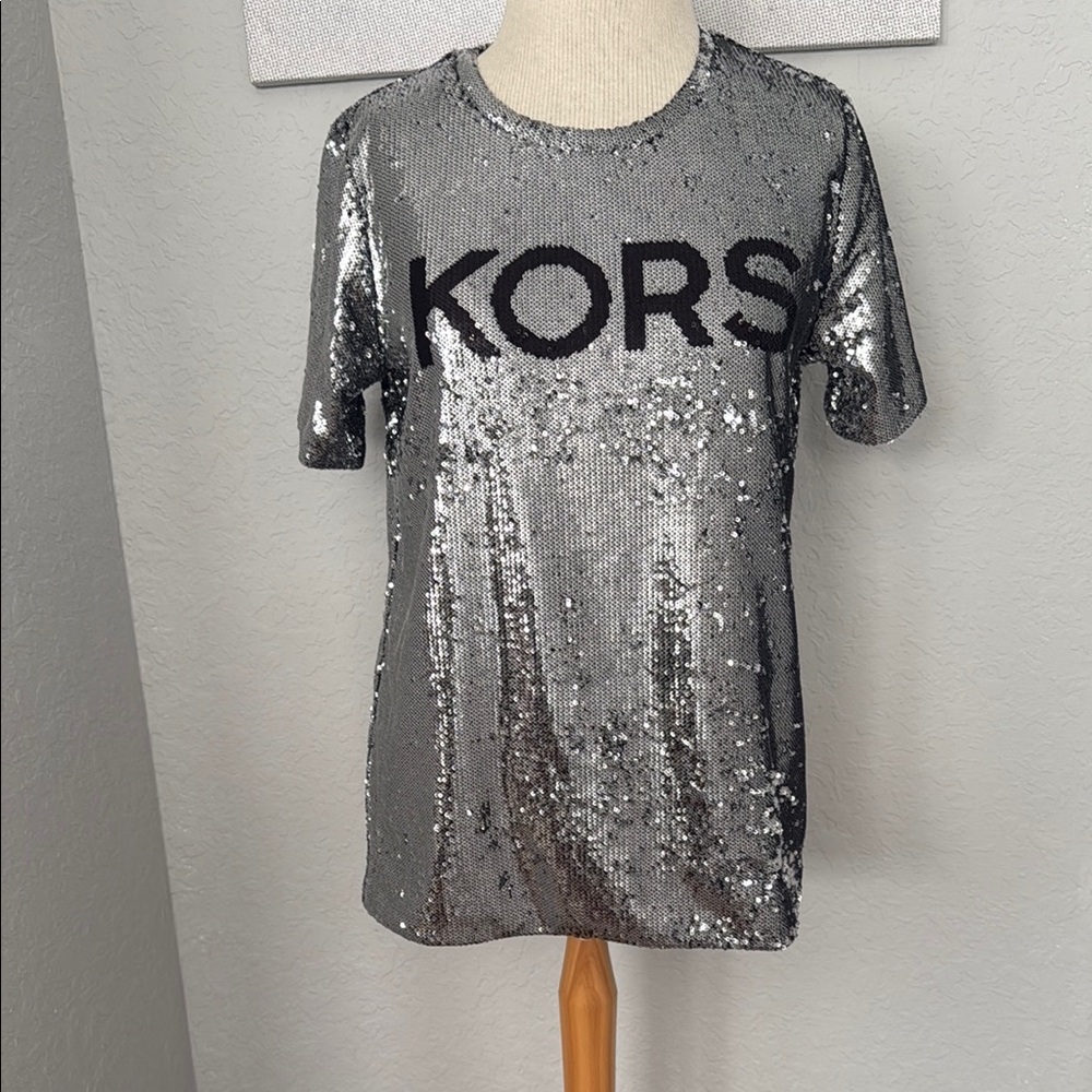 Michael Kors Glittering Silver Sequin Tee